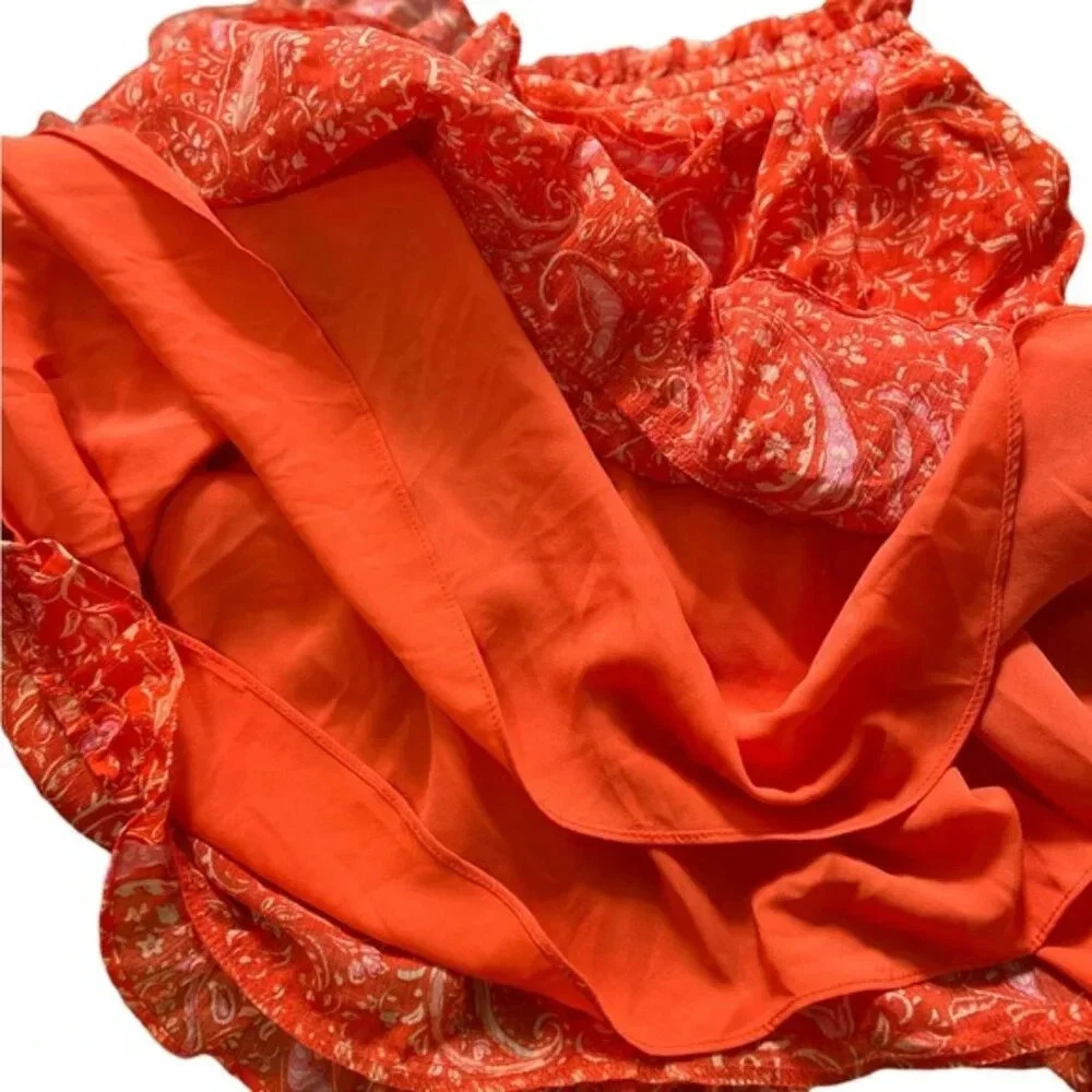 Tiered Paisley Print A-Line Tiered Coordinating Mini Skirt XS - Picture 7 of 7